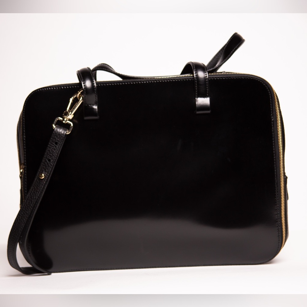 Furla Black Laptop Bag with Gold Hardware